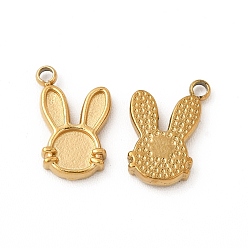 Real 14K Gold Plated Ion Plating(IP) 304 Stainless Steel Pendant Cabochon Settings for Enamel, Rabbit, Real 14K Gold Plated, 11x8x1.5mm, Hole: 1.2mm