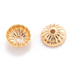 Real 18K Gold Plated Brass Bead Caps, Long-Lasting Plated, Apetalous, Real 18K Gold Plated, 5x2mm, Hole: 0.8mm
