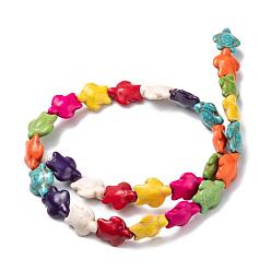 Color mezclado Teñidos perlas turquesas sintéticas hebras, tortugas marinas, color mezclado, 15x12x6 mm, agujero: 1 mm, sobre 28 unidades / cadena, 15.4 pulgada