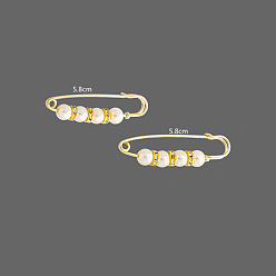 Blanc Antique Broches épingles à nourrice en perles d'imitation, alliage strass taille pantalon extender pour les femmes, or, blanc antique, 58mm