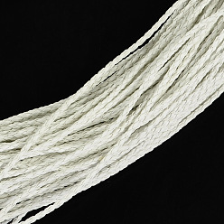 Blanc Tressés cordons en cuir imitation, accessoires de bracelet ronds, blanc, 3x3mm, environ 103.89 yards (95m)/paquet
