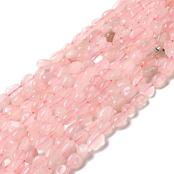 Cuarzo Rosa Natural aumentó de perlas de cuarzo hebras, pepitas, 8~14x6~8x4~8 mm, agujero: 1 mm, sobre 46~48 unidades / cadena, 39~39.5 cm
