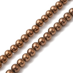 Copper Plated Electroplate Synthetic Magnetic Hematite Beads Strands, Round, Copper Plated, 5mm, Hole: 0.8mm, about 84~87pcs/strand, 16.14~16.96''(41~43cm)