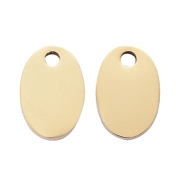 Golden Vacuum Plating 304 Stainless Steel Pendants, Manual Polishing, Blank Stamping Tags, Oval, Golden, 13x9x1.8mm, Hole: 1.3mm