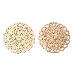 Light Gold Rack Plating Brass Connector Charms, Etched Metal Embellishments, Long-Lasting Plated, Flower Links, Light Gold, 17.5x18x0.3mm, Hole: 1.2mm