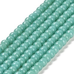 Dark Cyan Imitation Jade Glass Beads Strands, Round, Dark Cyan, 2~2.5mm, Hole: 0.6mm, about 173~180pcs/strand, 14.57''~14.84''(37~37.7cm)