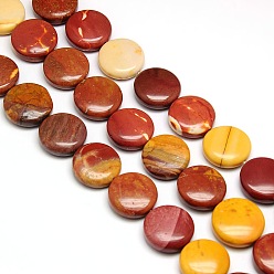 Mookaite Natural Flat Round Mookaite Beads Strands, 20x7~9mm, Hole: 1mm, about 20pcs/strand, 15.74 inch
