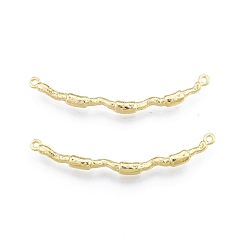 Real 18K Gold Plated Ion Plating(IP) Brass Connector Charms, Wavy Stick Link, Real 18K Gold Plated, 45x9x3mm, Hole: 1.2mm