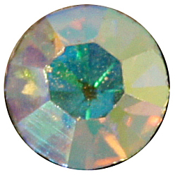 Cristal AB Séparateurs perles en verre avec strass en laiton, Grade a, rondelle, couleur argent plaqué, cristal ab, 7x3.3mm