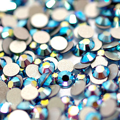 Tanzanite Perle de verre plat de l'arrière, Grade a, dos plaqué, facette, couleur ab , demi-tour, tanzanite, ss 16, 3.8~4.0mm, 1440 pcs /sachet 