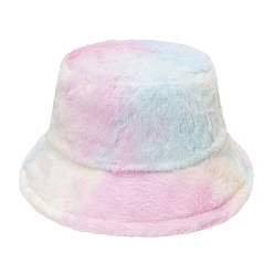 Pearl Pink Faux Rabbit Fur Winter Bucket Hat, Soft Warm Hat for Women, Pearl Pink, 27~30x23cm