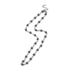 Negro Collar de cadena de eslabones de plástico mal de ojo, 304 joyas de acero inoxidable para mujer, negro, 17-1/2~17-5/8 pulgada (44.4~44.7 cm)