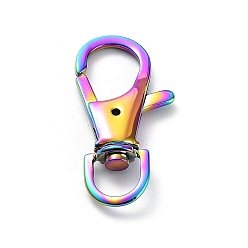 Rainbow Color Ion Plating(IP) 304 Stainless Steel Swivel Lobster Claw Clasps, Swivel Snap Hook, Rainbow Color, 34x16x5mm, Hole: 8mm