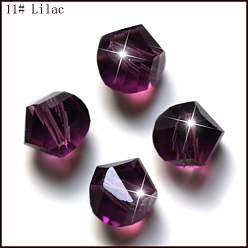 Фиолетовый Имитация Австрийские кристаллические шарики, класс AAA, граненые, многоугольник, фиолетовые, 6 мм, отверстие : 0.7~0.9 мм