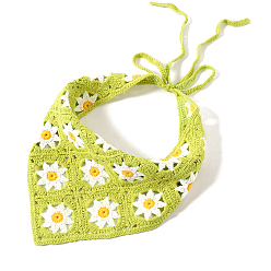 Yellow Green Flower Pattern Woolen Headband, Wide Hair Accessories for Women, Yellow Green, fit for 540~600mm