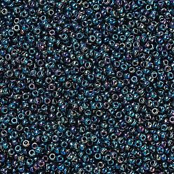 (RR455) Metallic Variegated Blue Iris MIYUKI Round Rocailles Beads, Japanese Seed Beads, (RR455) Metallic Variegated Blue Iris, 11/0, 2x1.3mm, Hole: 0.8mm, about 5500pcs/50g