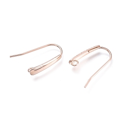 Rose Gold 304 Stainless Steel Earring Hooks, with Horizontal Loop, Flat Ear Wire, Rose Gold, 18.5x13.5x3.5mm, Hole: 1.5mm, 20 Gauge, Pin: 0.8mm