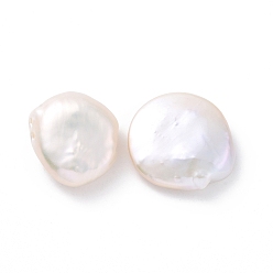Blanc Antique Perles de perles keshi naturelles, perle de culture d'eau douce, pas de trous / non percés, plat rond, blanc antique, 18x14~16x6~9mm