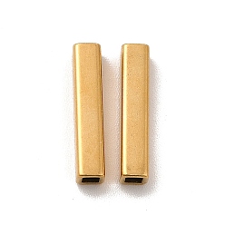 Chapado en Oro Real 18K Revestimiento iónico (ip) 304 perlas de acero inoxidable, Rectángulo, real 18 k chapado en oro, 15x3x3 mm, agujero: 1.7x1.7 mm