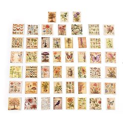 Color mezclado 50 pegatinas de vinilo de dibujos animados, Calcomanías de plantas retro impermeables para álbumes de recortes diy, oficio del arte, color mezclado, 52x36~52x0.2 mm