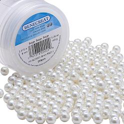 Beige Cuentas redondas de perlas de vidrio teñidas ecológicas, crema, 6 mm, agujero: 1.2~1.5 mm, sobre 400 unidades / caja