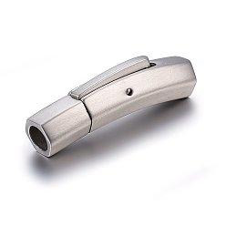 Stainless Steel Color 304 Stainless Steel Bayonet Clasps, Tube, Brushed, Stainless Steel Color, 28x6.5x7mm, Hole: 4mm
