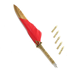 Rouge Stylo trempé plume, avec pointe de stylo en alliage et pointes de rechange, pour la journée des professeurs, rouge, 285x45mm