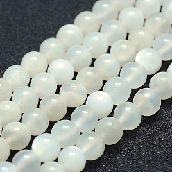 White Moonstone Natural White Moonstone Beads Strands, Grade A-, Round, 6mm, Hole: 1mm, about 63pcs/strand, 15.7 inch(40cm)