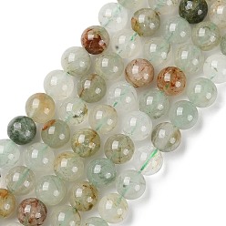 Quartz Rutilated Naturels verts quartz rutile brins de perles, ronde, 8mm, Trou: 0.8mm, Environ 47 pcs/chapelet, 15.35'' (39 cm)