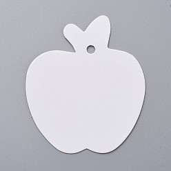 Blanco Etiquetas de regalo de papel, etiquetas de suspensión, para manualidades, manzana, blanco, 63.5x53x0.3 mm, agujero: 4 mm
