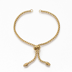 Doré  Placage sous vide réglable 304 fabrication de bracelets coulissants en acier inoxydable, bracelets bolo, or, longueur de la chaîne simple: environ 11 cm