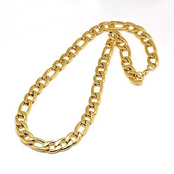 Golden Fashionable 304 Stainless Steel Figaro Chain Necklaces for Men, with Lobster Claw Clasps, Golden, 24.02 inch(61cm)x13mm