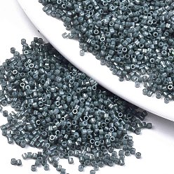 AceroAzul 11/0 califique una granada de cristal, cilindro, tamaño de grano de semilla uniforme, pintura para hornear, acero azul, 1.5x1 mm, agujero: 0.5 mm, sobre 20000 unidades / bolsa