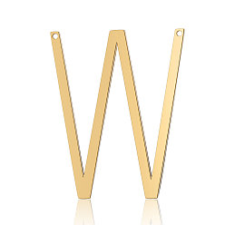 Letter W 201 Stainless Steel Links connectors, Letter, Golden, Letter.W,37x30x1mm, Hole: 1mm