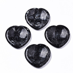 Labradorite Pierre d'inquiétude naturelle de pouce de larvikite, pierres de paume de poche, pour guérir le soulagement du stress reiki, forme de coeur, 39~40x39~40x5~6mm
