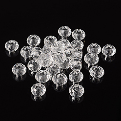 Clair Perles européennes en verre, Perles avec un grand trou   , pas de noyau métallique, rondelle, clair, 14x8mm, Trou: 5mm