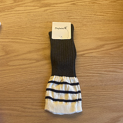 Черный Хлопковые вязаные носки, двухцветные длинные зимние теплые термоноски, чёрные, 330x90 мм