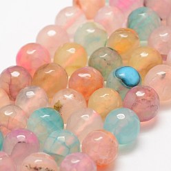 Colorful Faceted Natural Dragon Veins Agate Beads Strands, Round, Dyed & Heated, Colorful, 10mm, Hole: 1.5mm,  about 38pcs/strand, 14 inch(35.6cm)