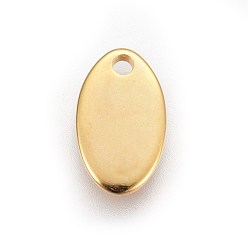 Real 24K Gold Plated 201 Stainless Steel Stamping Blank Tag Pendants, Oval, Real 24k Gold Plated, 12.5x7.5x1.2mm, Hole: 1.5mm