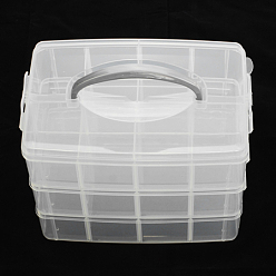 Clair Conteneurs de perle plastique, rectangle, trois couches, un total de 24 compartiments, clair, 234x153x185mm, compartiment: 72x56~57x74 mm