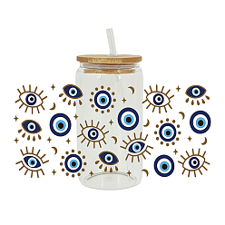 Evil Eye Autocollant de transfert uv pour tasse en verre, autocollants décoratifs pour verres à boire, mauvais œil, 110x230mm