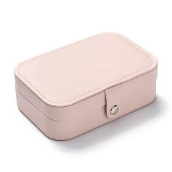 Lavender Blush PU Leather Button Jewelry Boxes, Portable Jewelry Storage Case, for Ring Earrings Necklace, Rectangle, Lavender Blush, 11.8x16x5.4cm