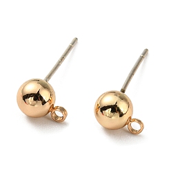 Real 14K Gold Plated Brass Stud Earring Findings, with 925 Silver Pin, Long-Lasting Plated, Cadmium Free & Lead Free, Real 14K Gold Plated, 7x5mm, Hole: 1.2mm, Pin: 0.6mm