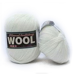 White Polyester & Wool Yarn for Sweater Hat, 4-Strands Wool Threads for Knitting Crochet Supplies, White, about 100g/roll