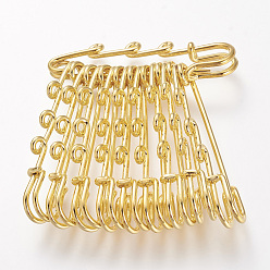 Golden Iron Safety Brooch Findings, Kilt Pins, Golden, 50~55x15x5mm, Hole: 1.5mm