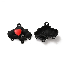 Noir Connecteurs chandeliers en alliage, peint à la bombe, sans plomb et sans cadmium, nuage de coeur, noir, 19x21x4.5mm, Trou: 1.8mm