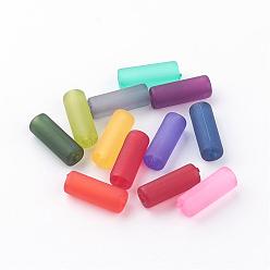 Mixed Color Transparent Acrylic Beads, Frosted, Column, Mixed Color, 13x5mm, Hole: 1.5mm, about 1940pcs/500g