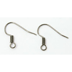 Platinum Brass Earring Hooks, with Horizontal Loop, Platinum, 15~17.5mm, Hole: 1.5mm
