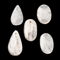 Pierre De Lune Pendentifs naturelles Moonstone, breloques en forme de larme/ovale, 30.5~37.5x17.5~20.5x4.5~6.5mm, Trou: 2mm