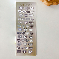 Gray Waterproof PVC Plastic Heart Sticker, for Scrapbooking, Travel Diary Craft, Gray, 210x80mm
